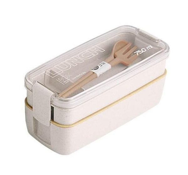 Lunch Box beige à deux étages