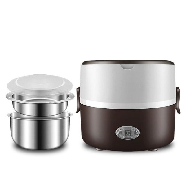 lunch box chauffante marron à 2 étages
